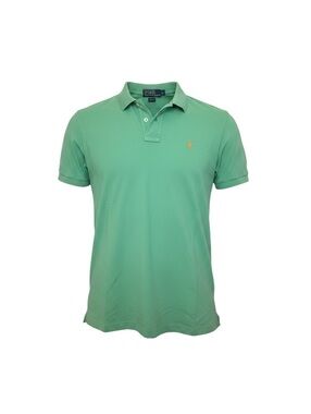 Polo Ralph Lauren Custom Fit Mesh Polo Shirt Men’s Small Green Orange Pony
